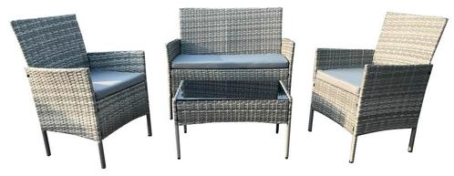 Loungset Jamaica 4 persoons Grijs, Tuin en Terras, Tuinsets en Loungesets, Bijzettafel, Stoel, Nieuw, Wicker, Loungeset, 4 zitplaatsen
