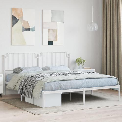 vidaXL Cadre de lit métal avec tête de lit blanc 160x200, Maison & Meubles, Chambre à coucher | Lits, Neuf, Envoi
