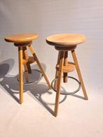 Kruk (2) - Hout, Metaal - In hoogte verstelbaar, Antiek en Kunst