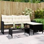 vidaXL Tuinbank met tafel en kussens L-vormig poly rattan, Tuin en Terras, Verzenden, Nieuw
