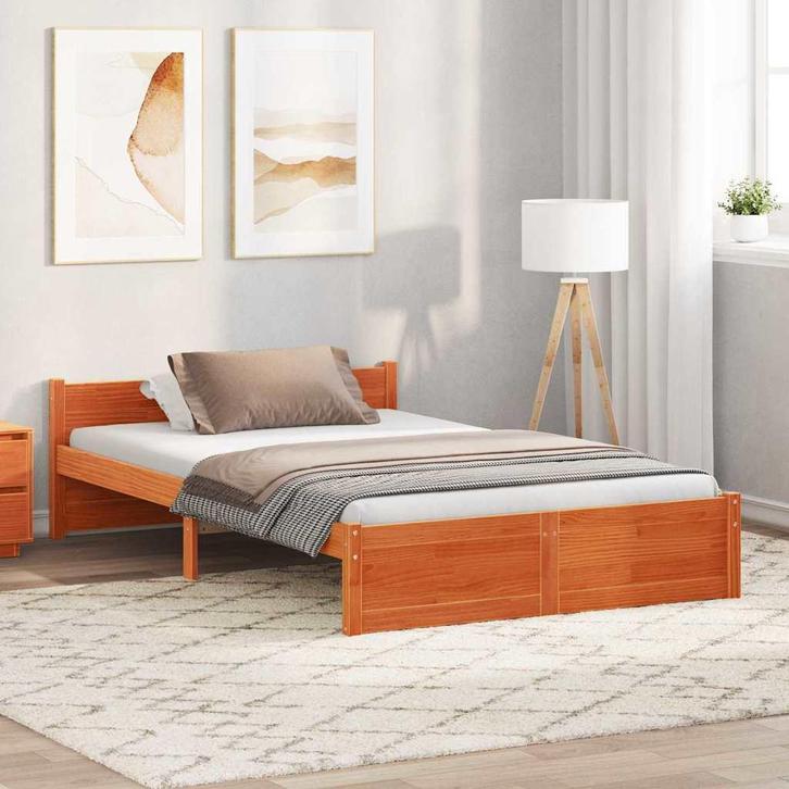 vidaXL Bedframe Wasbruin 205.5 x 95.5 x 51 cm Massief, Huis en Inrichting, Slaapkamer | Bedden, Nieuw, Verzenden
