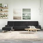 vidaXL Slaapbank L-vormig 255x140x70 cm kunstleer zwart, Verzenden, Nieuw