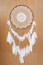 Dromenvanger Groot Bruin Wit Dreamcatcher Veren Macramé Bohe, Hobby en Vrije tijd, Ophalen of Verzenden, Nieuw