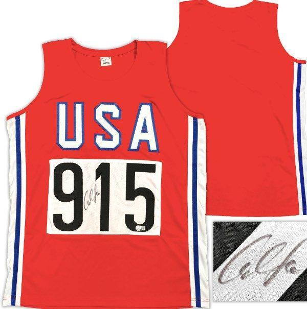 U.S.A - Atletiek - Carl Lewis - Rood custom jersey, Verzamelen, Overige Verzamelen
