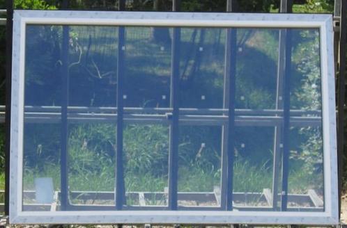 pvc raam , chassis , venster 187 x 124 wit / zwart ral 9005, Doe-het-zelf en Bouw, Raamkozijnen en Schuifdeuren, Inclusief glas