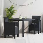 vidaXL Tuin Eettafel Set 3 pcs Antraciet Polt riet, Tuin en Terras, Verzenden, Nieuw