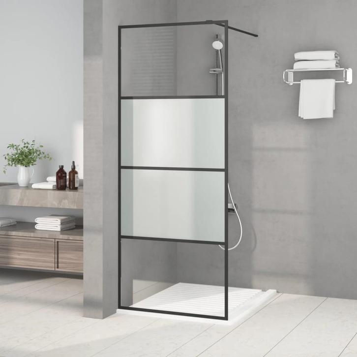 vidaXL Inloopdouchewand 80x195 cm halfmat ESG-glas zwart, Doe-het-zelf en Bouw, Sanitair, Nieuw, Verzenden