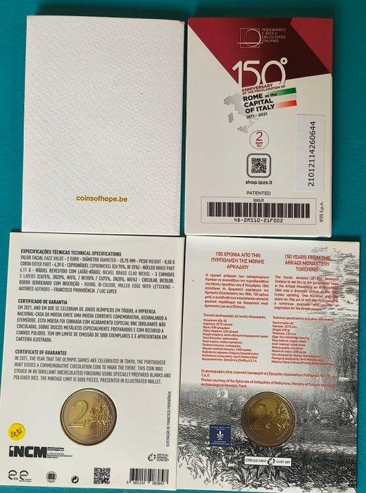 België, Italië, Portugal, Griekenland. 2 Euro 2016 / 2021 -, Postzegels en Munten, Munten | Europa | Euromunten