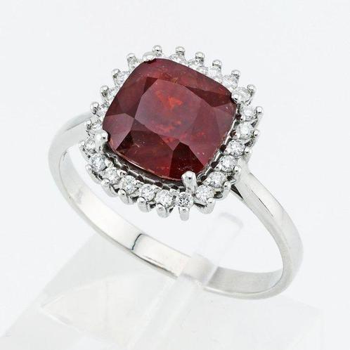 Bague - 18 carats Or blanc - Rubis sans chaleur de 3,71 ct, Handtassen en Accessoires, Ringen