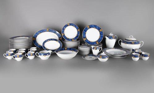 Assiette à dîner (58) - Saphir - Porcelaine, Antiek en Kunst, Antiek | Meubels | Tafels
