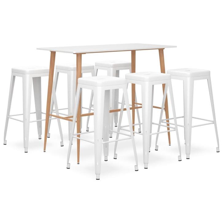 vidaXL 7-delige Barset wit, Huis en Inrichting, Complete eetkamers, Nieuw, Verzenden