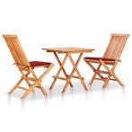 vidaXL Ensemble de bistro 3pcs avec coussins rouge Bois, Jardin & Terrasse, Verzenden, Neuf