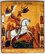 Icoon - Russische orthodoxe icoon Sint-Joris hout,, Antiek en Kunst
