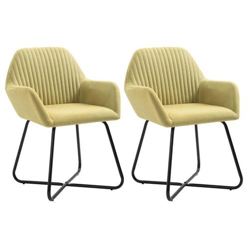 vidaXL Eetkamerstoelen 2 st stof groen, Huis en Inrichting, Stoelen, Nieuw, Verzenden