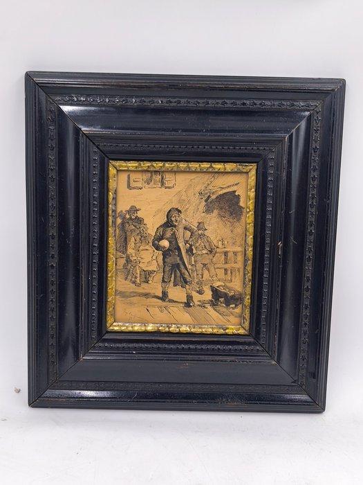 Hugo Kaufmann (1844-1915) - Auf der Kegelbahn - Sanguinikus, Antiek en Kunst, Kunst | Schilderijen | Klassiek