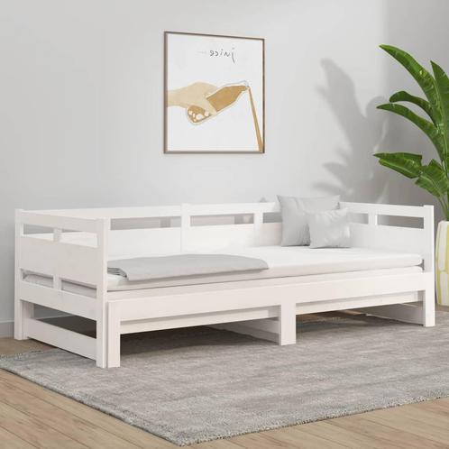 vidaXL Lit coulissant blanc bois de pin massif, Maison & Meubles, Chambre à coucher | Lits, Neuf, Envoi