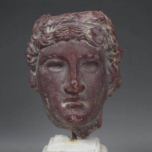 Romain antique Marbre, Rouge antique Herm of youthful, Verzamelen, Mineralen en Fossielen