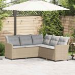 vidaXL Loungebank met kussens L-vormig poly rattan beige, Tuin en Terras, Verzenden, Nieuw