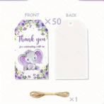Bloemenkaartjes thank you for celebrating with us - lila, Nieuw