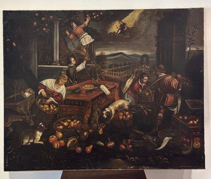 Jacopo Bassano (1510-1592), cerchia di - Scena di raccolta, Antiek en Kunst, Kunst | Schilderijen | Klassiek