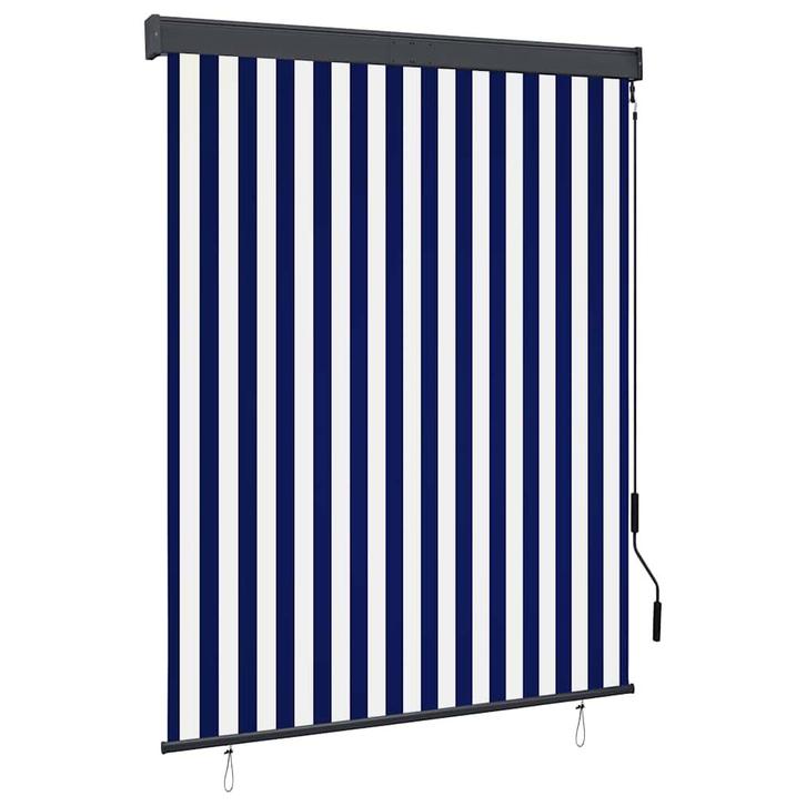 vidaXL Rolgordijn voor buiten 140x250 cm blauw en wit, Huis en Inrichting, Stoffering | Gordijnen en Lamellen, Nieuw, Verzenden