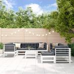 vidaXL 10-delige Loungeset met kussens massief hout wit, Tuin en Terras, Verzenden, Nieuw, Loungeset