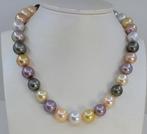 Halsketting - 14 karaat Witgoud, 11x13,7 mm ronde parels van, Handtassen en Accessoires, Nieuw