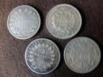 Frankrijk. Lot van 4 zilveren munten (5 Francs en 10 Francs)