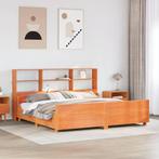 vidaXL Bed met boekenkast zonder matras hout wasbruin, Huis en Inrichting, Slaapkamer | Bedden, Verzenden, Nieuw