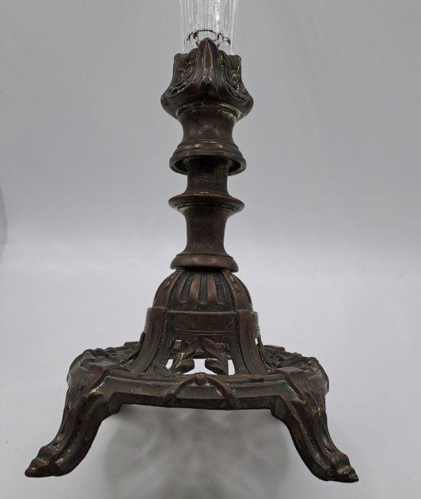 Vaas - Glas, Zinklegering - Vaas cornet, Antiquités & Art, Antiquités | Verre & Cristal