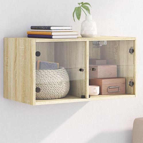 vidaXL Wandkast met glazen deuren 68,5x37x35 cm sonoma, Huis en Inrichting, Kasten | Overige, Nieuw, Verzenden