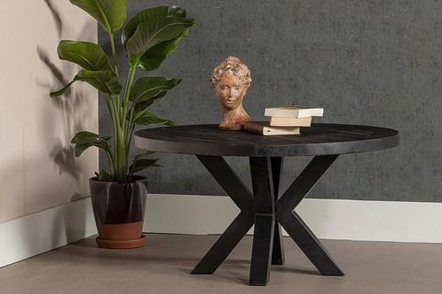 Salontafel Mangohout Tara Rond 90 Zwart, Maison & Meubles, Tables | Tables de salon, Envoi