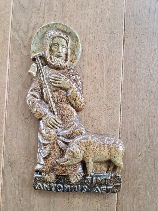 Terraco Beesel draak - Plaquette - Sint Antonius met varken, Antiek en Kunst, Antiek | Boeken en Manuscripten