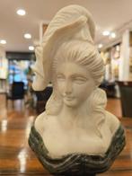 Buste, Damina - 31 cm - Marmer, Albast, Antiek en Kunst