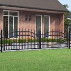vidaXL Poort met spijlpunten 305x120 cm gepoedercoat staal, Tuin en Terras, Tuinpoorten, Verzenden, Nieuw