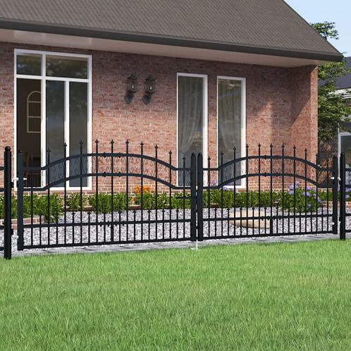 vidaXL Poort met spijlpunten 305x120 cm gepoedercoat staal, Tuin en Terras, Tuinpoorten, Nieuw, Verzenden
