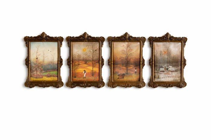 Fotolijst (4)- Originele schilderijen van de vier, Antiquités & Art, Curiosités & Brocante