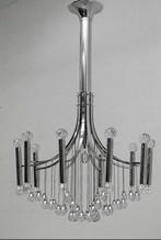 Lustre - Chrome, Verre - Lustre vintage à dix points, Antiek en Kunst