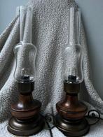 Kandelaar (2) - Hout, Chroom, Glas - Twee kandelaar lampen