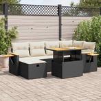 vidaXL 8-delige Loungeset met kussens poly rattan zwart, Tuin en Terras, Verzenden, Nieuw, Loungeset