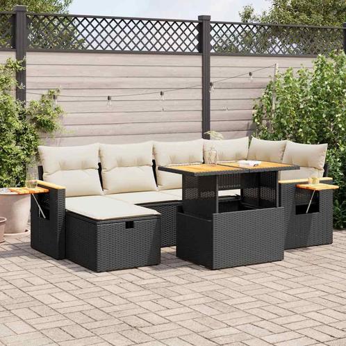 vidaXL 8-delige Loungeset met kussens poly rattan zwart, Tuin en Terras, Tuinsets en Loungesets, Loungeset, Nieuw, Verzenden