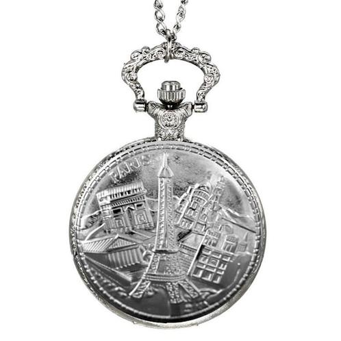 Fako® - Zakhorloge - XXL - Parijs - Ø 47mm - Zilverkleurig, Handtassen en Accessoires, Horloges | Heren, Verzenden