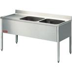 Spoeltafel | RVS | 2 Spoelbakken (Rechts) + Afdruipvlak |, Verzenden