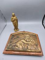 Beeldje van het Heilig Hart van Jezus - Plaat Jezus die het