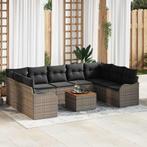 vidaXL Grijze tuinbanken set 10 pcs Grijs Rattan, Tuin en Terras, Verzenden, Nieuw