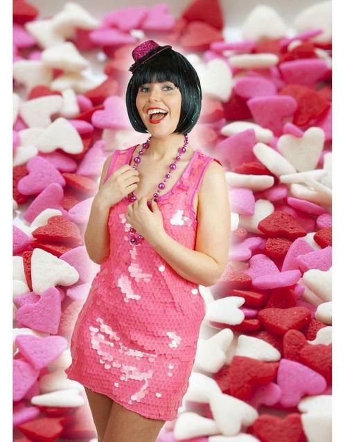 Glitter party jurk met grote pailletten fluo roze, Hobby & Loisirs créatifs, Articles de fête, Enlèvement ou Envoi
