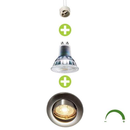 LED Inbouw spot 73mm Geborsteld RVS 5,5W Dimbaar Netstroom, Maison & Meubles, Lampes | Spots, Envoi