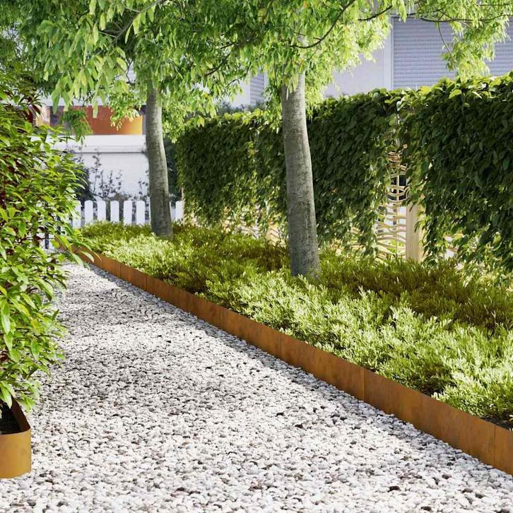 vidaXL Gazonranden 20 pcs Bruin 100 x 0.5 x 20 cm, Tuin en Terras, Bielzen en Borduren, Nieuw, Verzenden