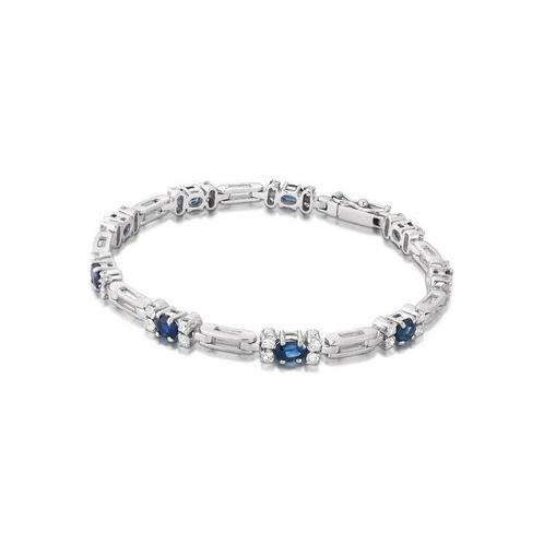 Bracelet - 18 carats Or blanc - 2.43ct. tw. Saphir - Diamant, Handtassen en Accessoires, Antieke sieraden