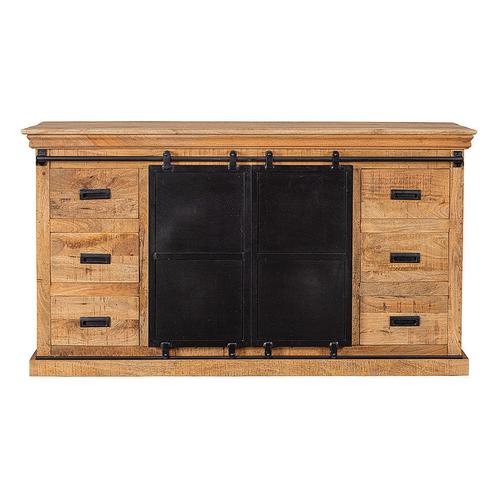 Dressoir Mangohout Milan 220 cm, Huis en Inrichting, Kasten | Dressoirs, Nieuw, Verzenden